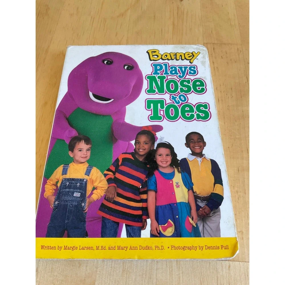 Vintage 1996 Barney Plays Nose to Toes Board Book Childrens Educational 99636